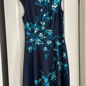London Times Teal Floral Midi Dress